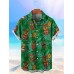 Men's Hawaiian Tiki Idol and Palm Leaf Print Short Sleeve Shirt