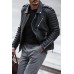 Men's Thickened Lapel Clothing Chain Color Leather Jacket