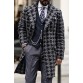 Mid-length Houndstooth Print Coat