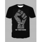 Men Casual O Neck Print Black T-shirt