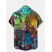 Holiday Hawaiian Gradient Coconut Tree TIKI Short Sleeve Shirt